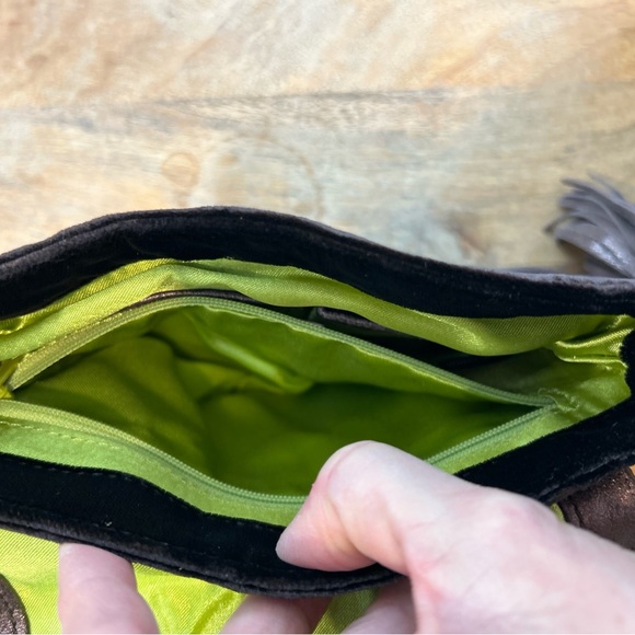 Charles David Brown Velvet Evening Bag with Sparkly Tassle - Picture 7 of 8